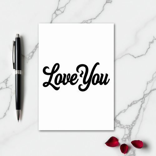 Simple Black White Love You Card