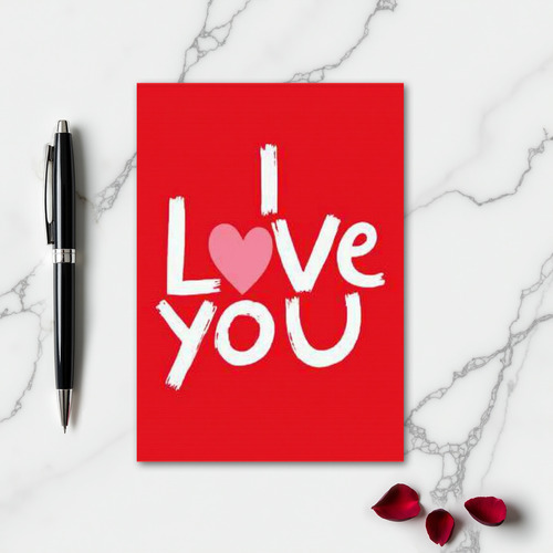 Simple Brush I Love You Heart Card