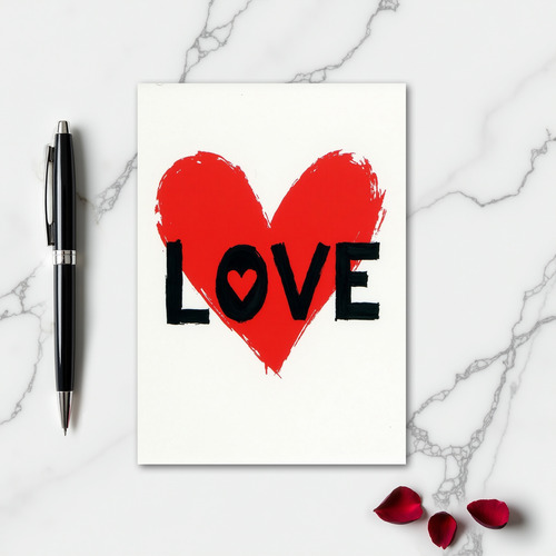 Simple Brushstroke Love Heart Card