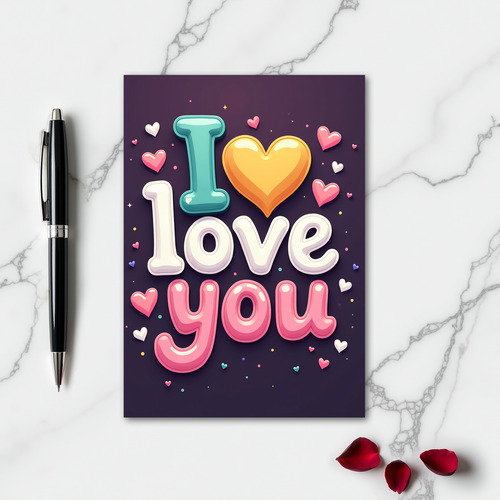 Simple Bubbly Hearts Love Card