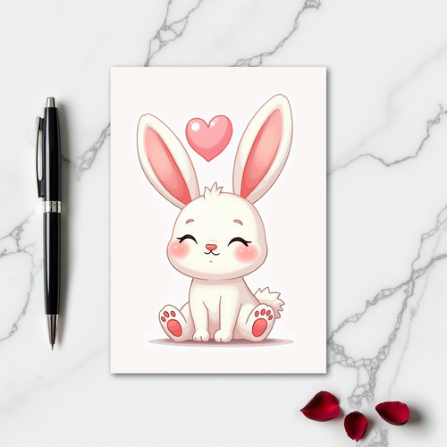 Simple Bunny Heart Love Card