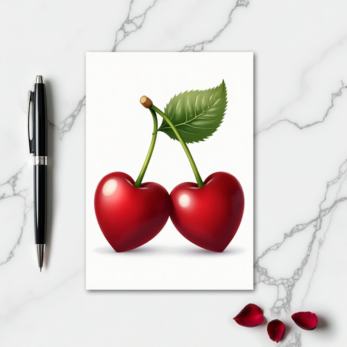 Simple Cherry Hearts Card