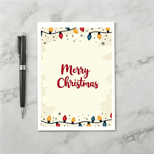 Simple Christmas Card with Colorful String Lights