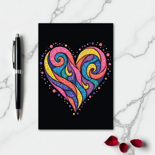Simple Colorful Glitter Heart Card