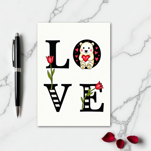 Simple Cute Bear Love Card