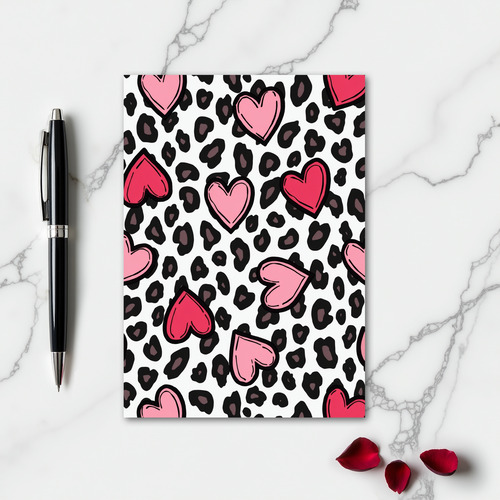 Simple Cute Leopard Hearts Card