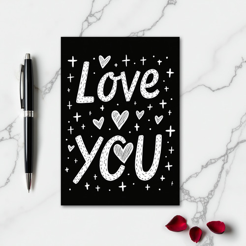 Simple Dashed Love You Card