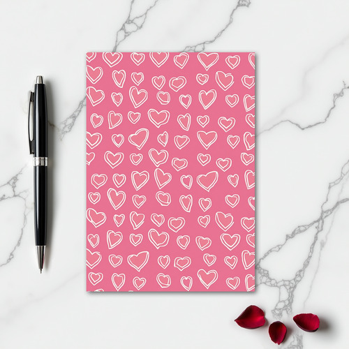 Simple Doodled Hearts Pattern Card