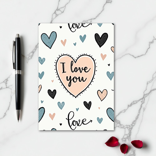 Simple Dotted Hearts Love Card