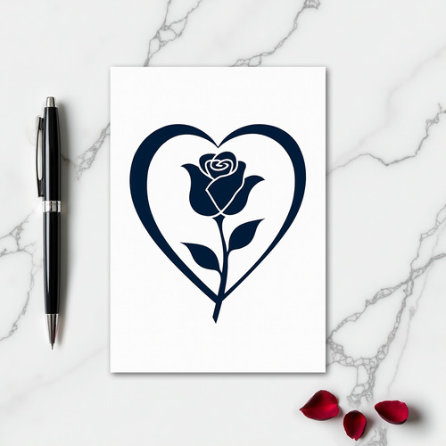 Simple Elegant Rose Heart Card