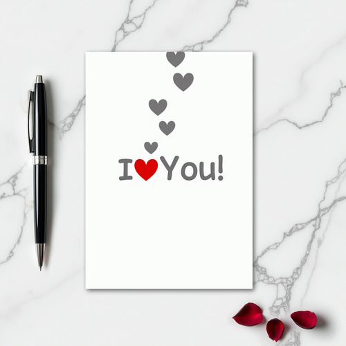 Simple Floating Hearts I Love You Card