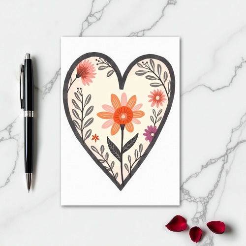 Simple Floral Heart Card