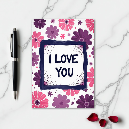 Simple Floral I Love You Card