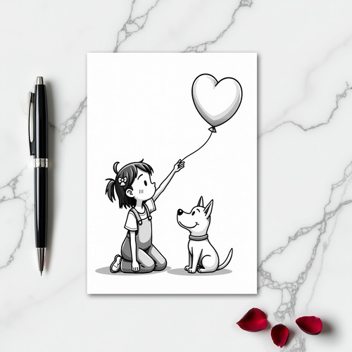 Simple Girl Dog Love Card