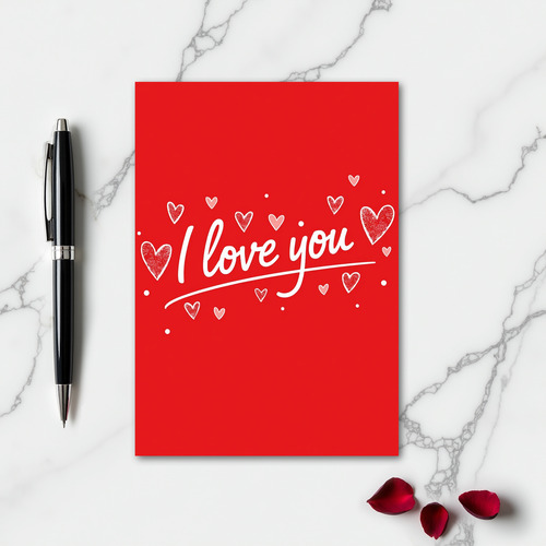 Simple Glitter I Love You Hearts Card
