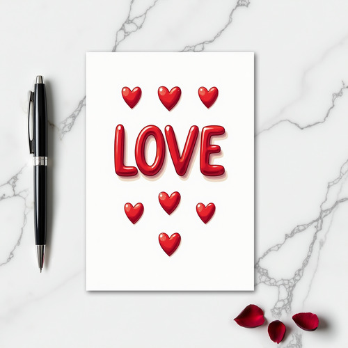 Simple Glossy Love Hearts Card