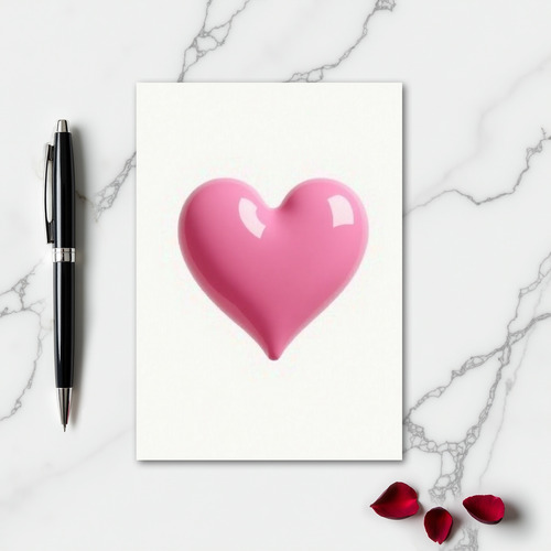Simple Glossy Pink Heart Card