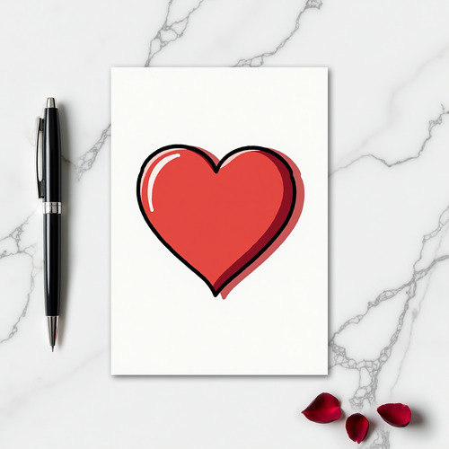 Simple Glossy Red Heart Card