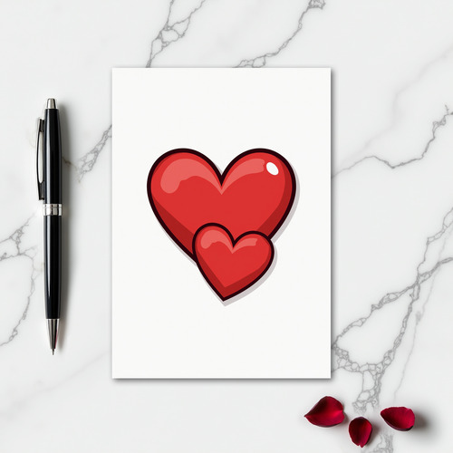 Simple Glossy Two Hearts Card