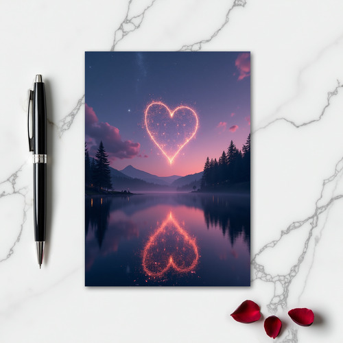 Simple Glowing Heart Lake Card