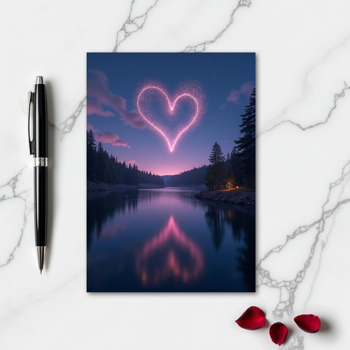 Simple Glowing Heart Reflection Card