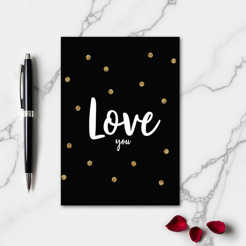 Simple Gold Dots Love You Card
