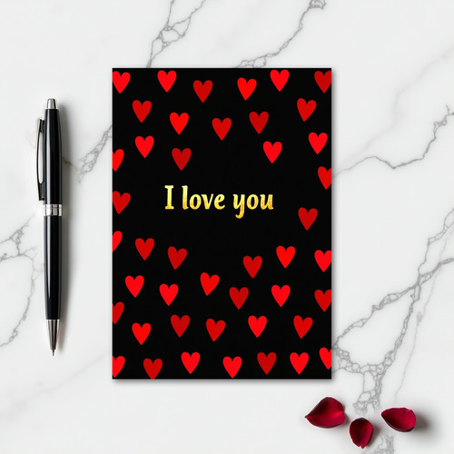 Simple Gold Foil Love Hearts Card