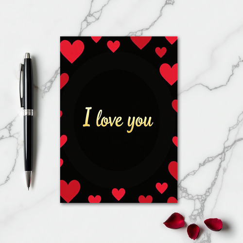 Simple Gold Hearts I Love You Card