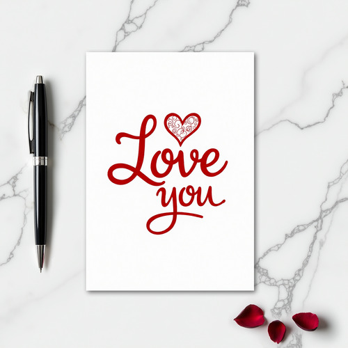 Simple Grainy Love You Swirl Heart Card