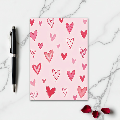 Simple Hand Drawn Hearts Card