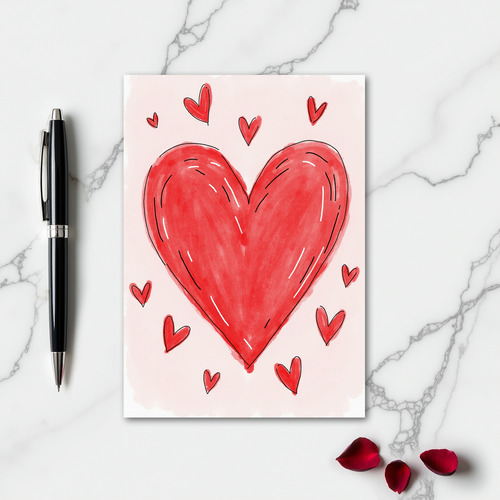 Simple Hand Drawn Hearts Love Card