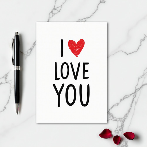 Simple Hand Drawn Love You Card