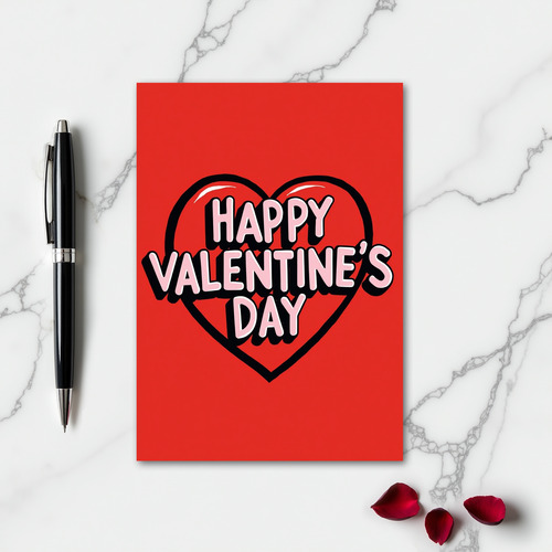 Simple Happy Valentines Day Heart Card