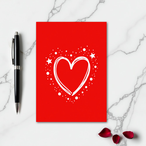 Simple Heart And Stars Card