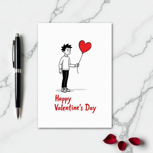 Simple Heart Balloon Love Card