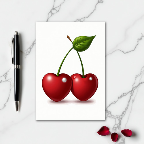 Simple Heart Cherries Card