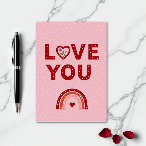 Simple Heart Love You Rainbow Card