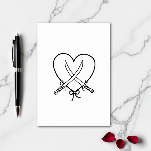 Simple Heart Swords Card