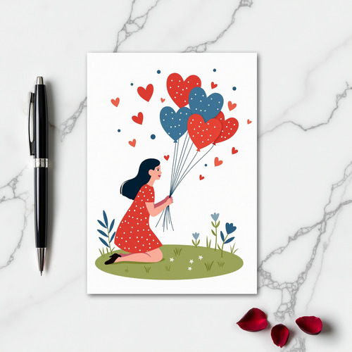 Simple Hearts Balloons Card