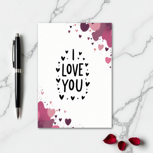 Simple Hearts I Love You Card