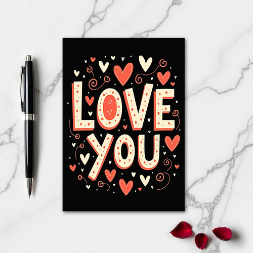 Simple Hearts Love You Card