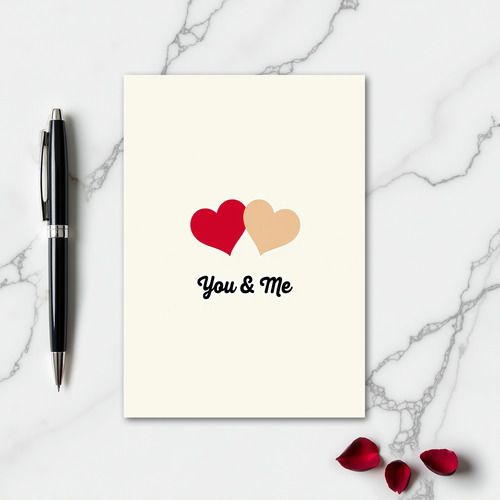 Simple Hearts You And Me Card
