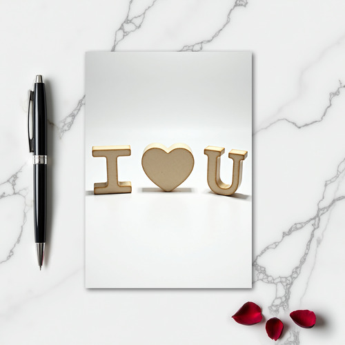Simple I Heart U Wood Card