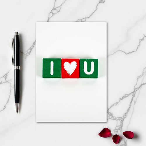 Simple I Love U Blocks Card