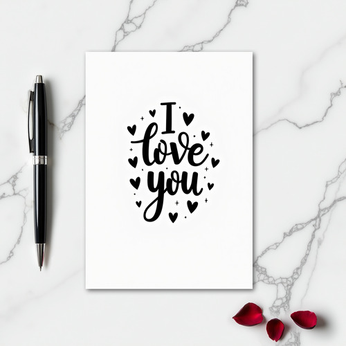 Simple I Love You Black Heart Card