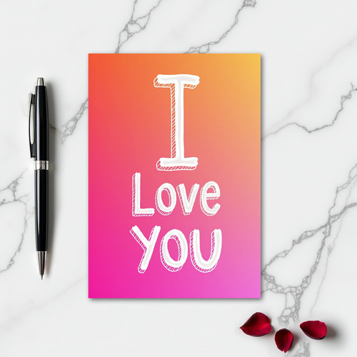 Simple I Love You Diagonal Striped Card