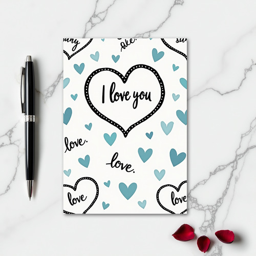 Simple I Love You Dotted Heart Card