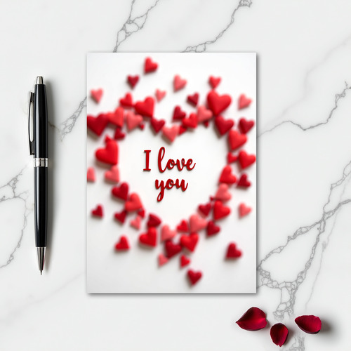 Simple I Love You Felt Hearts Card