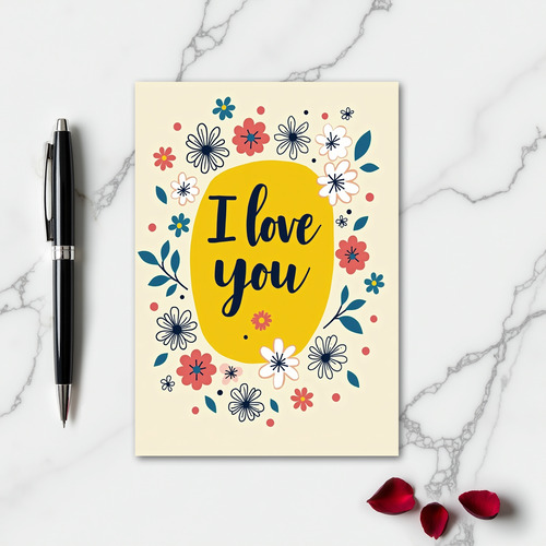 Simple I Love You Flowers Card