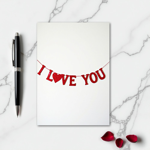 Simple I Love You Glitter Card